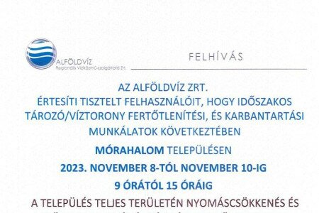 Karbantartási munkákat végez az Alföldvíz Zrt.