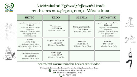 Mórahalmi Egészségfejlesztési Iroda rendszeres mozgásprogramjai Mórahalmon