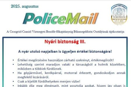 Rendőrségi hírlevél - 2025. augusztus