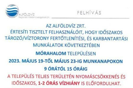 Tájékoztatás időszakos vízhiányról