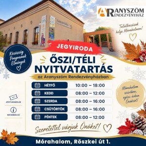 Változik az Aranyszöm rendezvényház őszi nyitvatartása