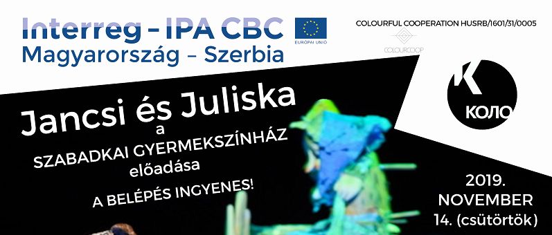 Meghívó a Szabadkai Gyermekszínház "Jancsi és Juliska" c. színdarabjára a Kolo Szerb Kulturális Központban