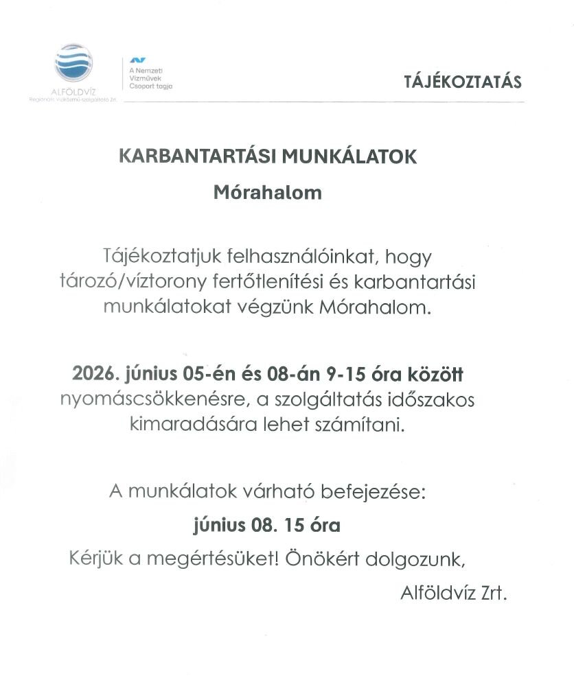 Karbantartási munkálatok Mórahalmon