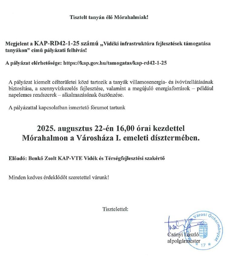 Meghívó lakossági fórumra